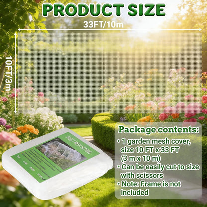 10FT x 20FT Garden Netting Ultra Fine Mesh Netting Plant Cover Insect Bird Netting Barrier for Garden Protection Row Cover for Raised Beds/Greenhouse Vegetables Fruits Flowers Trees