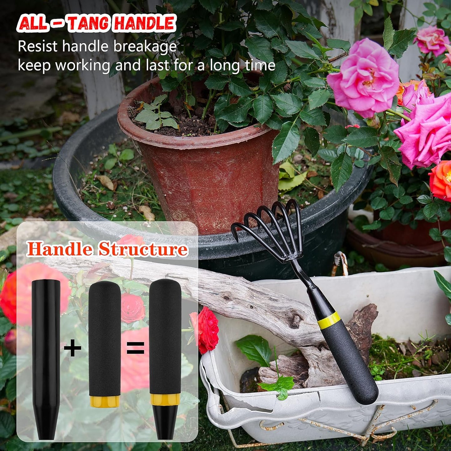 Hand Rake Cultivator - 5-Claw Heavy Duty Stainless Steel Tool