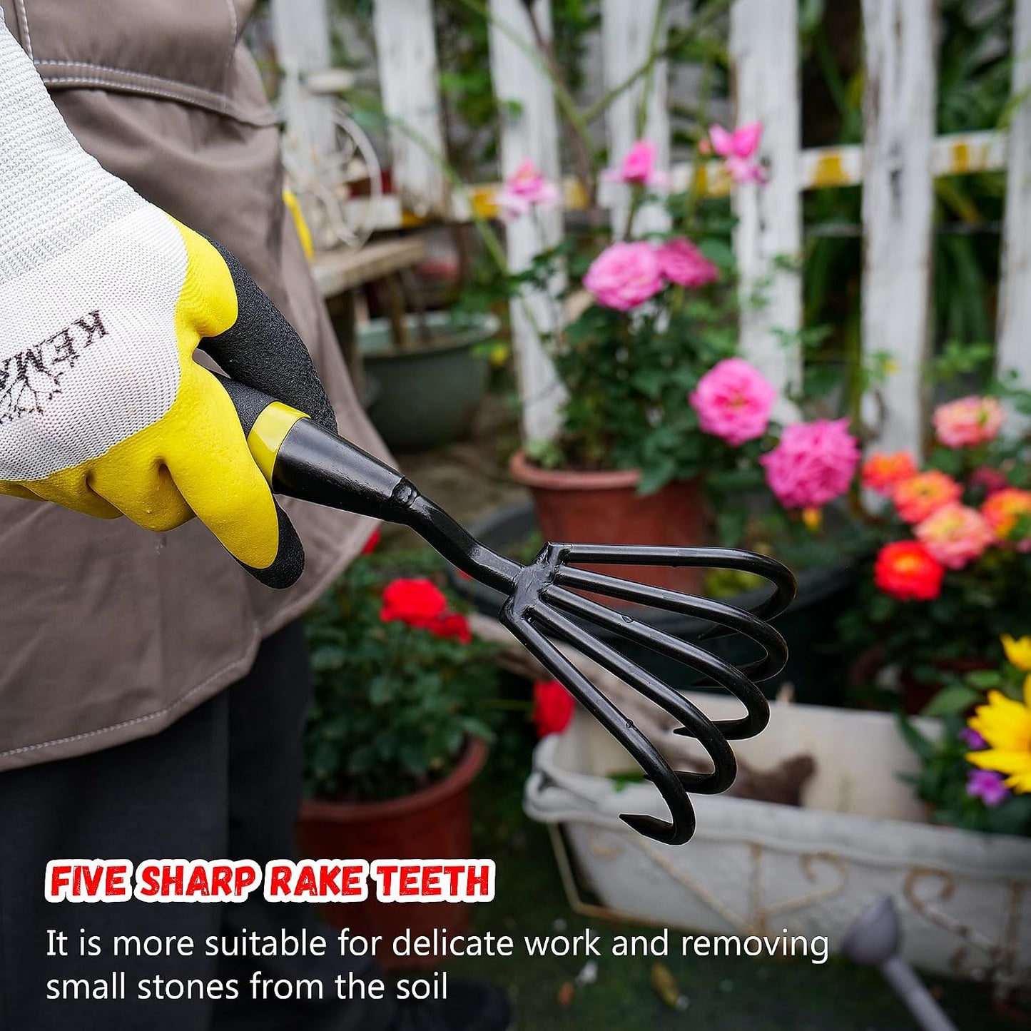 Hand Rake Cultivator - 5-Claw Heavy Duty Stainless Steel Tool