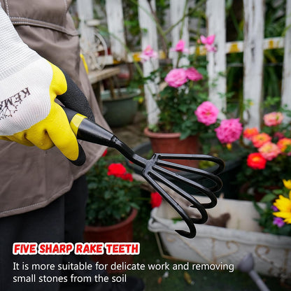 Hand Rake Cultivator - 5-Claw Heavy Duty Stainless Steel Tool