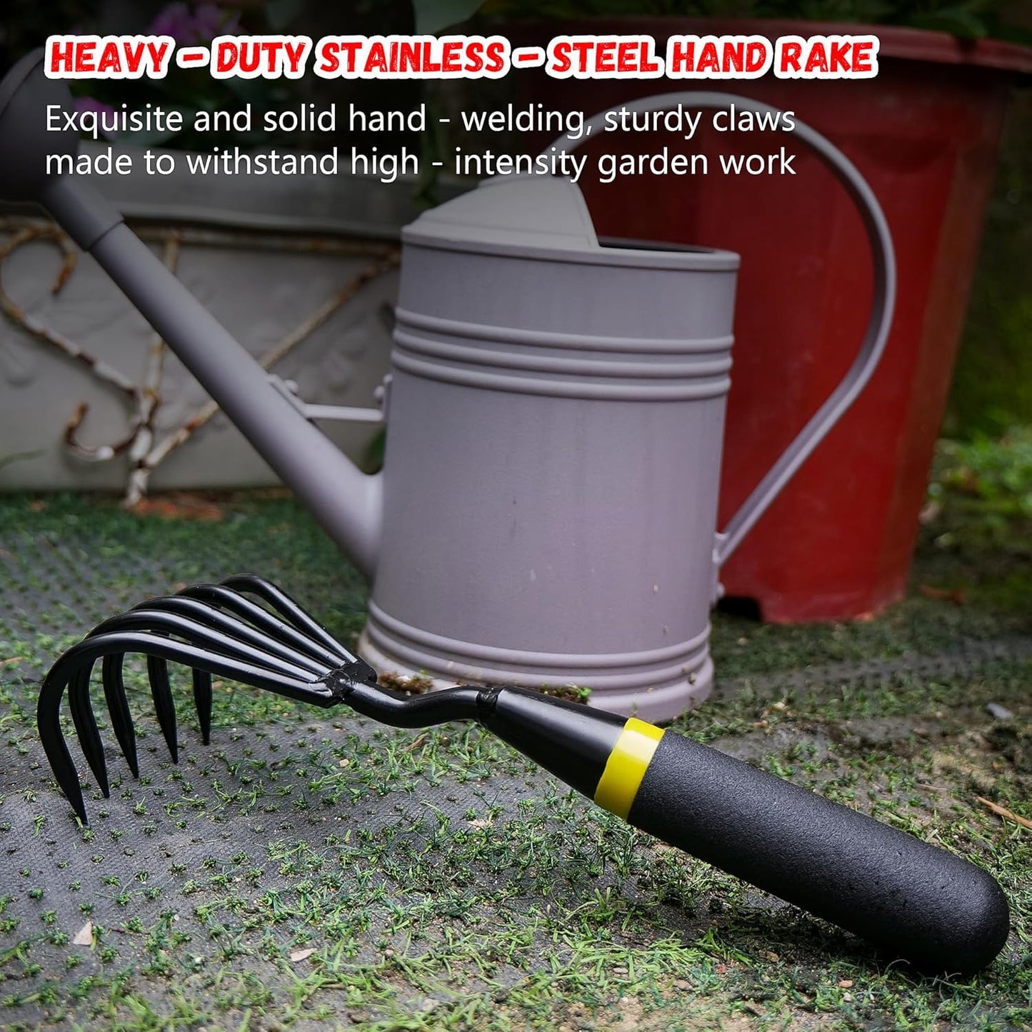 Hand Rake Cultivator - 5-Claw Heavy Duty Stainless Steel Tool