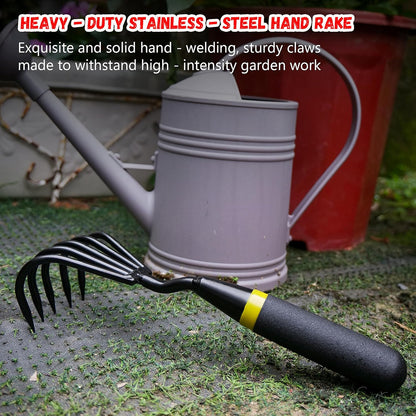 Hand Rake Cultivator - 5-Claw Heavy Duty Stainless Steel Tool