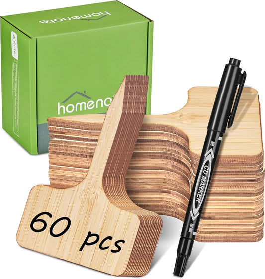 60-Pack Bamboo Plant Labels, 2.36 x 4-Inch T-Type Garden Tags