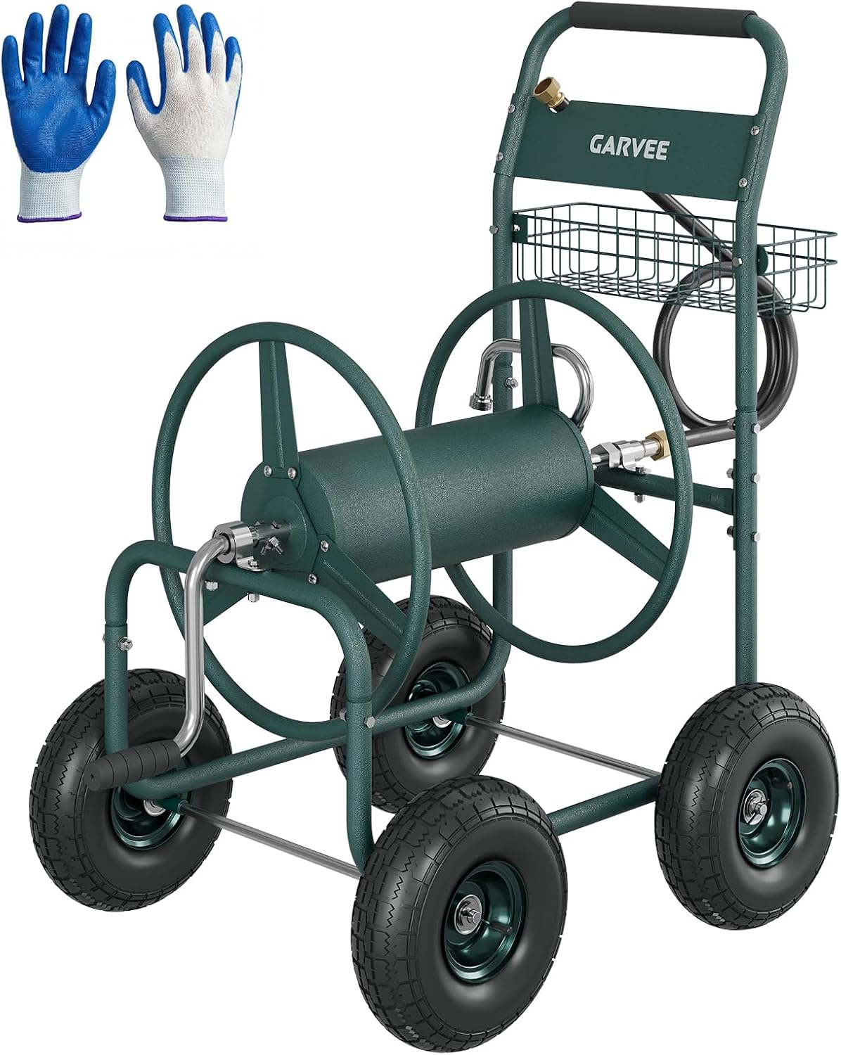 Garden Hose Reel Cart with Wheels, Hold Up to 300 ft of 5/8" Hose