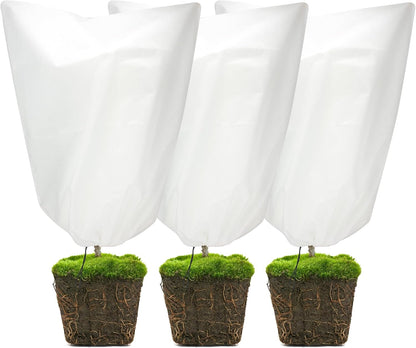 3 Packs Plant Covers Freeze Protection, 25" x 32" 2.25 oz Frost Cloth Plant Freeze Protection Tree Jacket Cover for Outdoor Plants Shrubs Potted, Garden Plant Winter Protection Bags with Drawstring