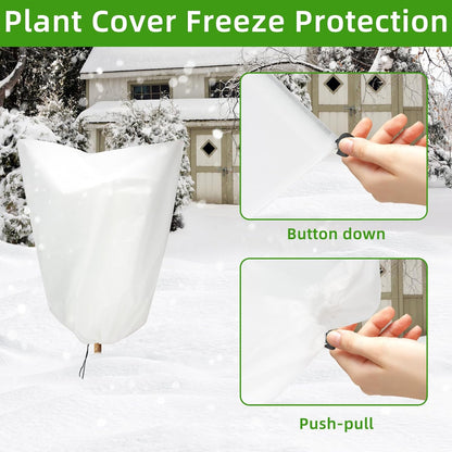 3 Packs Plant Covers Freeze Protection, 25" x 32" 2.25 oz Frost Cloth Plant Freeze Protection Tree Jacket Cover for Outdoor Plants Shrubs Potted, Garden Plant Winter Protection Bags with Drawstring