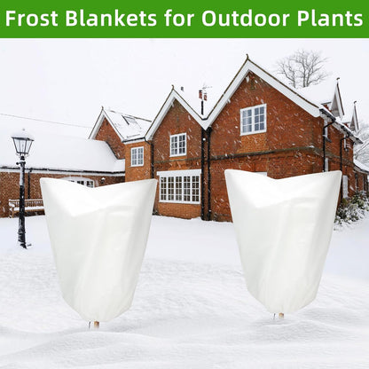3 Packs Plant Covers Freeze Protection, 25" x 32" 2.25 oz Frost Cloth Plant Freeze Protection Tree Jacket Cover for Outdoor Plants Shrubs Potted, Garden Plant Winter Protection Bags with Drawstring