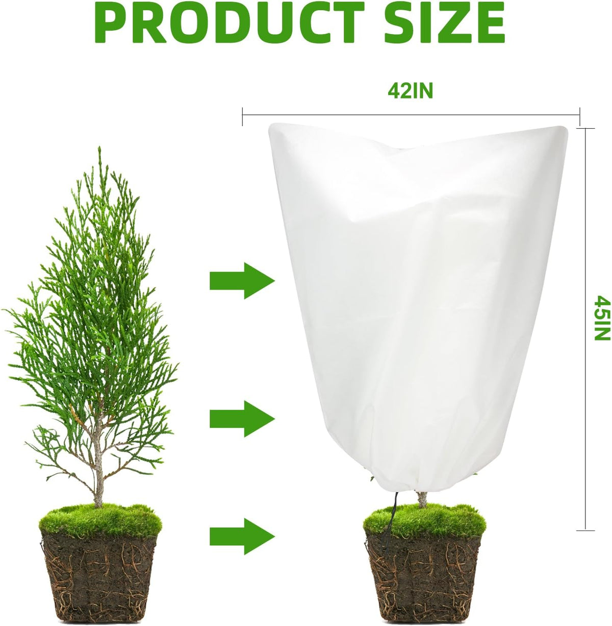 3 Packs Plant Covers Freeze Protection, 25" x 32" 2.25 oz Frost Cloth Plant Freeze Protection Tree Jacket Cover for Outdoor Plants Shrubs Potted, Garden Plant Winter Protection Bags with Drawstring