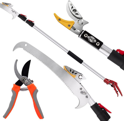 10FT Telescopic Pole Pruner, Extendable Tree Pruner with Fruit Picker