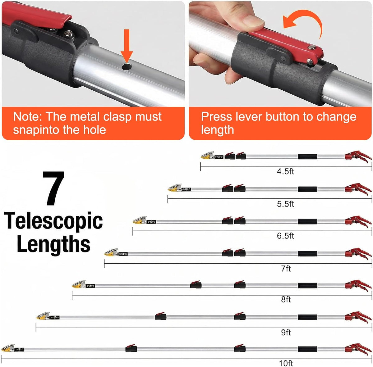 10FT Telescopic Pole Pruner, Extendable Tree Pruner with Fruit Picker