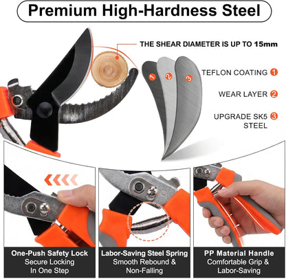 10FT Telescopic Pole Pruner, Extendable Tree Pruner with Fruit Picker