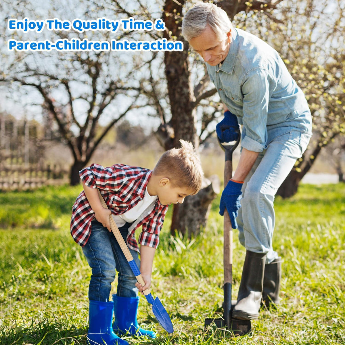 Kids Garden Tool Set 5pcs, Toddler Hoe Rake Shovel Leaf Rake Broom