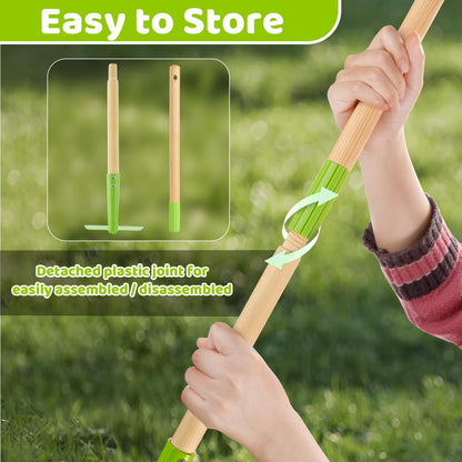 Kids Garden Tool Set 5pcs, Toddler Hoe Rake Shovel Leaf Rake Broom