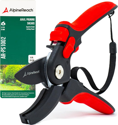 Pruning Shears Set Bypass and Anvil for Gardening, Sharp Ergonomic Pruners, Adjustable Soft Handle for Small & Large Hands, Heavy Duty High Carbon Steel Blade, Secateurs, Gift Box