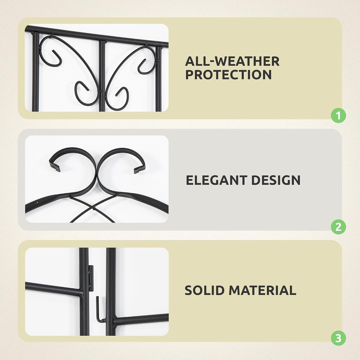 2-Pack 87" x 20" Daisy & Bird Arch Black Metal Garden Trellises
