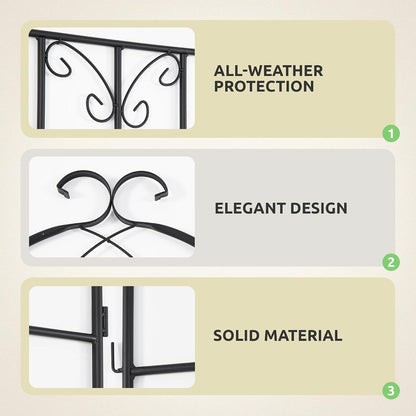 2-Pack 87" x 20" Daisy & Bird Arch Black Metal Garden Trellises