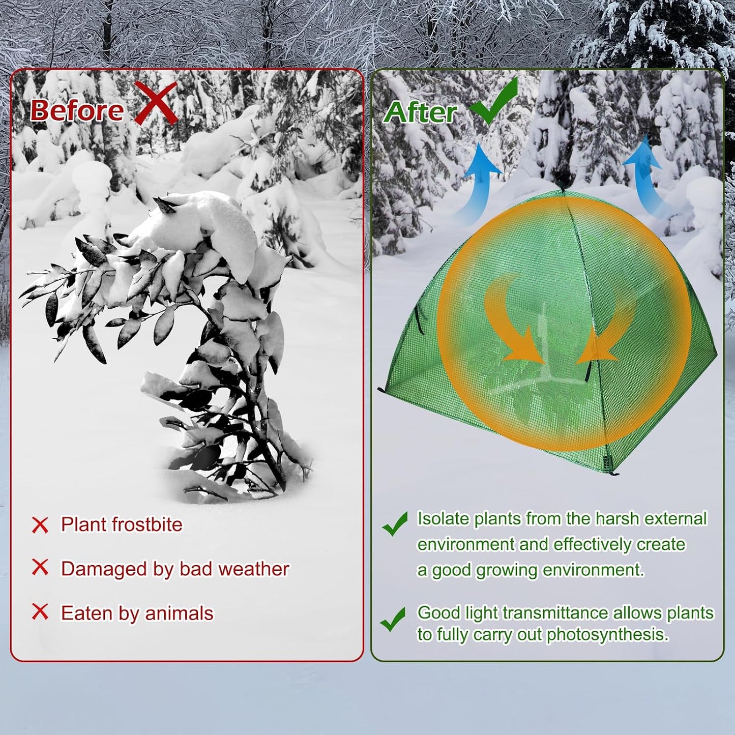 Plant Tent Outdoor Winter Shrub Cover Green Frost Tents Plant Covers Freeze Protection Tent Waterproof Plant Frost Protector Plant Guard Cover to Protect Plants Vegetable from Animals, 37X37X27Inch