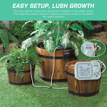 Automatic Drip Irrigation System for Indoor Plants, 2026 Automatic Plant Waterer for 15 Potted Plants Watering with Anti-Siphon and Humidity Mode, Timer, Rechargeable Vacation Self-Watering Pump