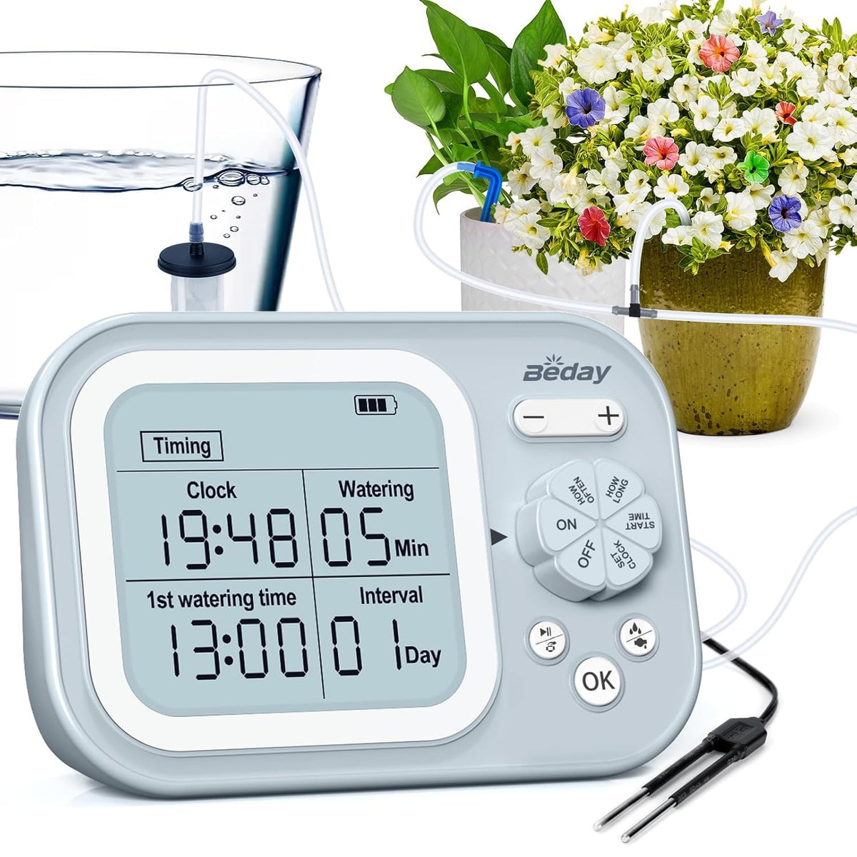 Automatic Drip Irrigation System for Indoor Plants, 2026 Automatic Plant Waterer for 15 Potted Plants Watering with Anti-Siphon and Humidity Mode, Timer, Rechargeable Vacation Self-Watering Pump