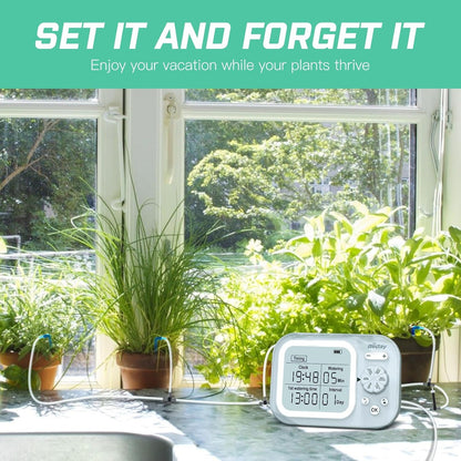 Automatic Drip Irrigation System for Indoor Plants, 2026 Automatic Plant Waterer for 15 Potted Plants Watering with Anti-Siphon and Humidity Mode, Timer, Rechargeable Vacation Self-Watering Pump