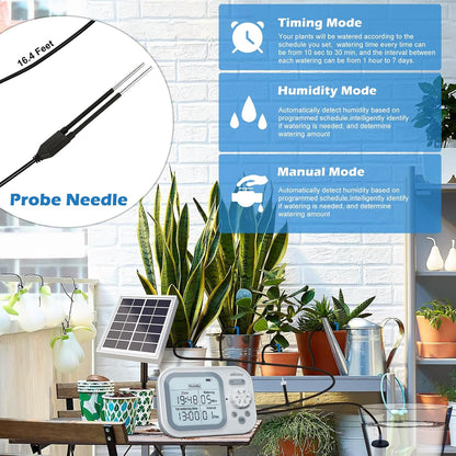 Automatic Drip Irrigation System for Indoor Plants, 2026 Automatic Plant Waterer for 15 Potted Plants Watering with Anti-Siphon and Humidity Mode, Timer, Rechargeable Vacation Self-Watering Pump