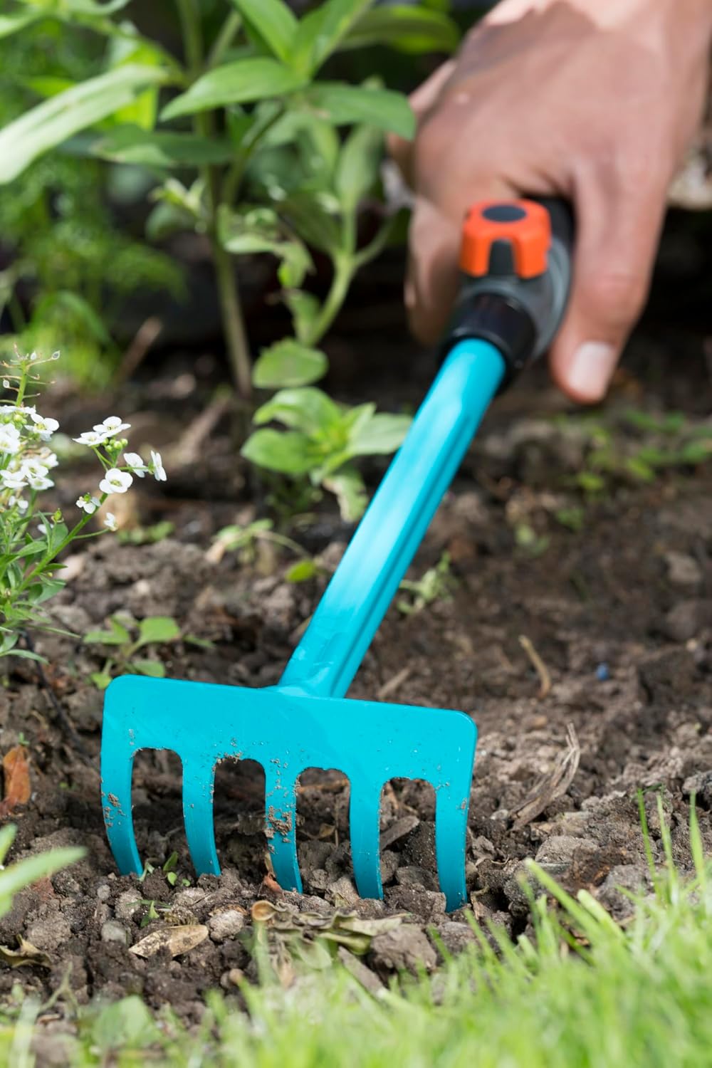 combisystem Hand Rake: Wire Hand rake for Raking up Garden Waste, 12 cm Working Width, Steel, Ergonomic Handle, Corrosion Protection (8919-20)
