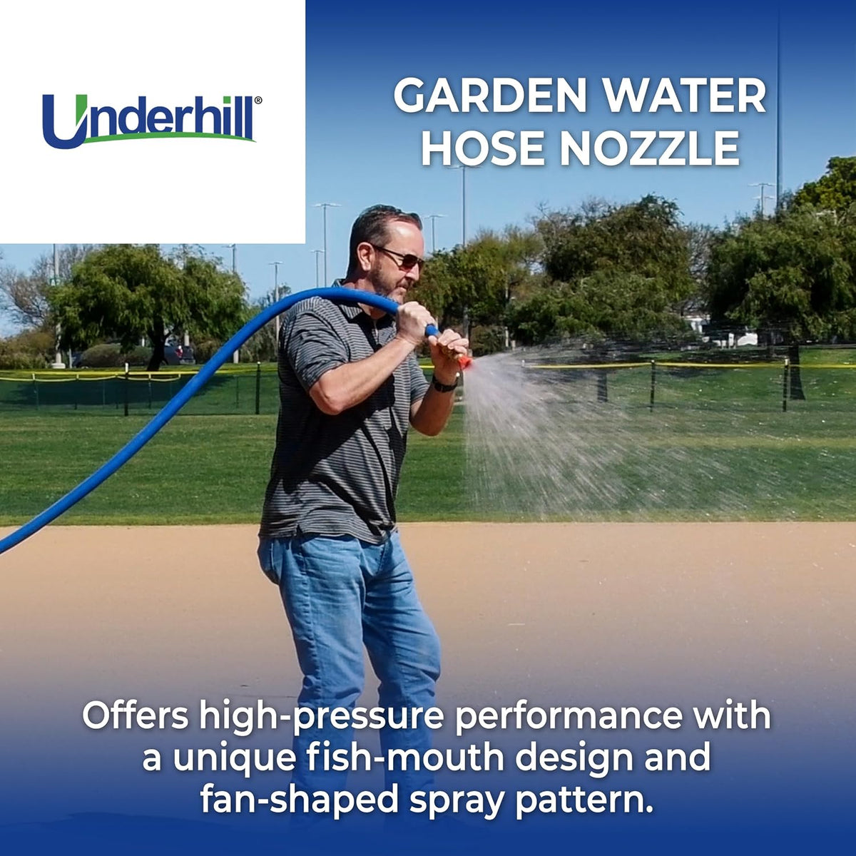 Precision Cyclone Garden Water Hose Nozzle with High Flow Control Valve, 50+ GPM 80 PSI, 3/4-Inch MHT by 1-Inch FHT Adapter, HN5000CV