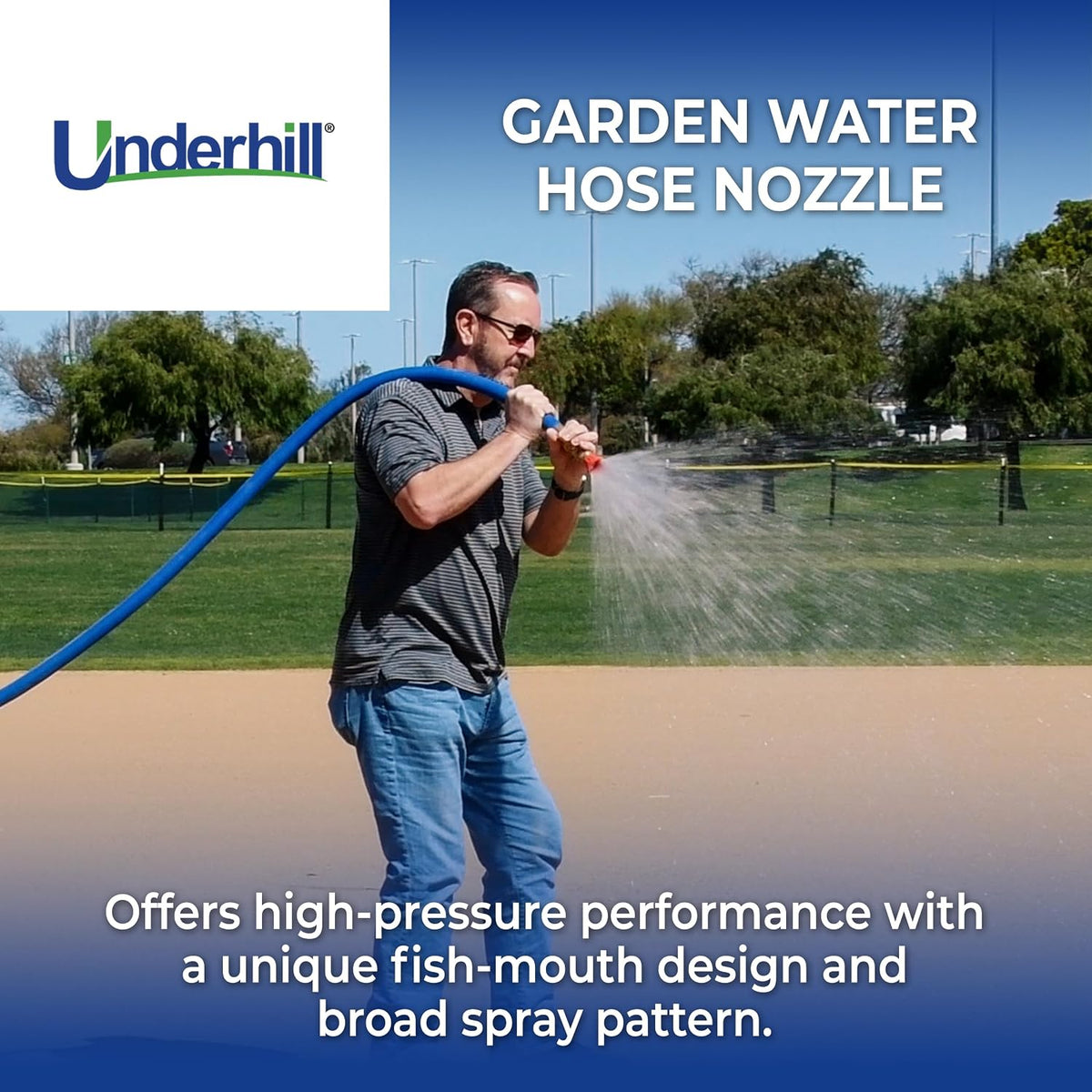 Precision Cyclone Garden Water Hose Nozzle with High Flow Control Valve, 50+ GPM 80 PSI, 3/4-Inch MHT by 1-Inch FHT Adapter, HN5000CV