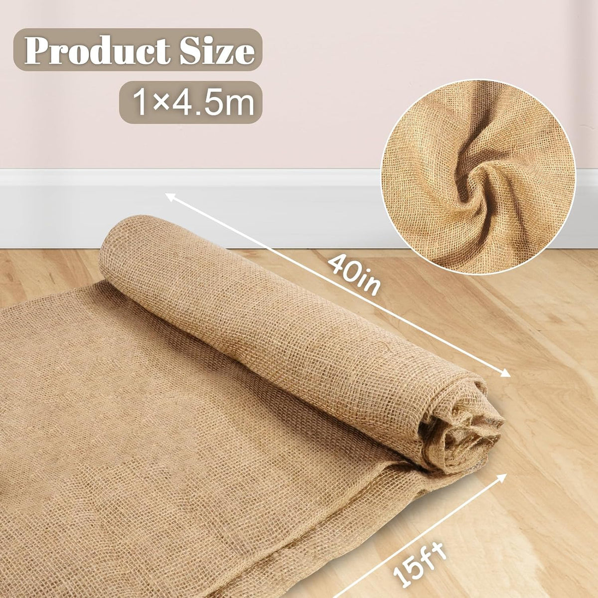 40 inches X 15 FT Natural Burlap Fabrics Plant Covers Freeze Protection,Winter Frost Plant Blankets,Tree Wraps Rolls Tree Trunk Protectors,Gardening Burlap Rolls for Decorations, Outdoor Weddings