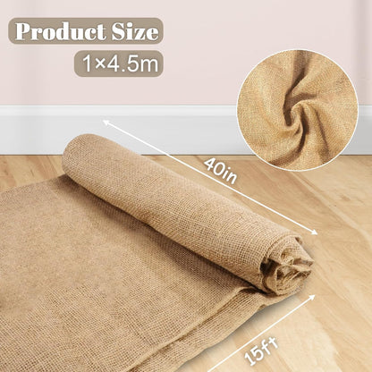 40 inches X 15 FT Natural Burlap Fabrics Plant Covers Freeze Protection,Winter Frost Plant Blankets,Tree Wraps Rolls Tree Trunk Protectors,Gardening Burlap Rolls for Decorations, Outdoor Weddings