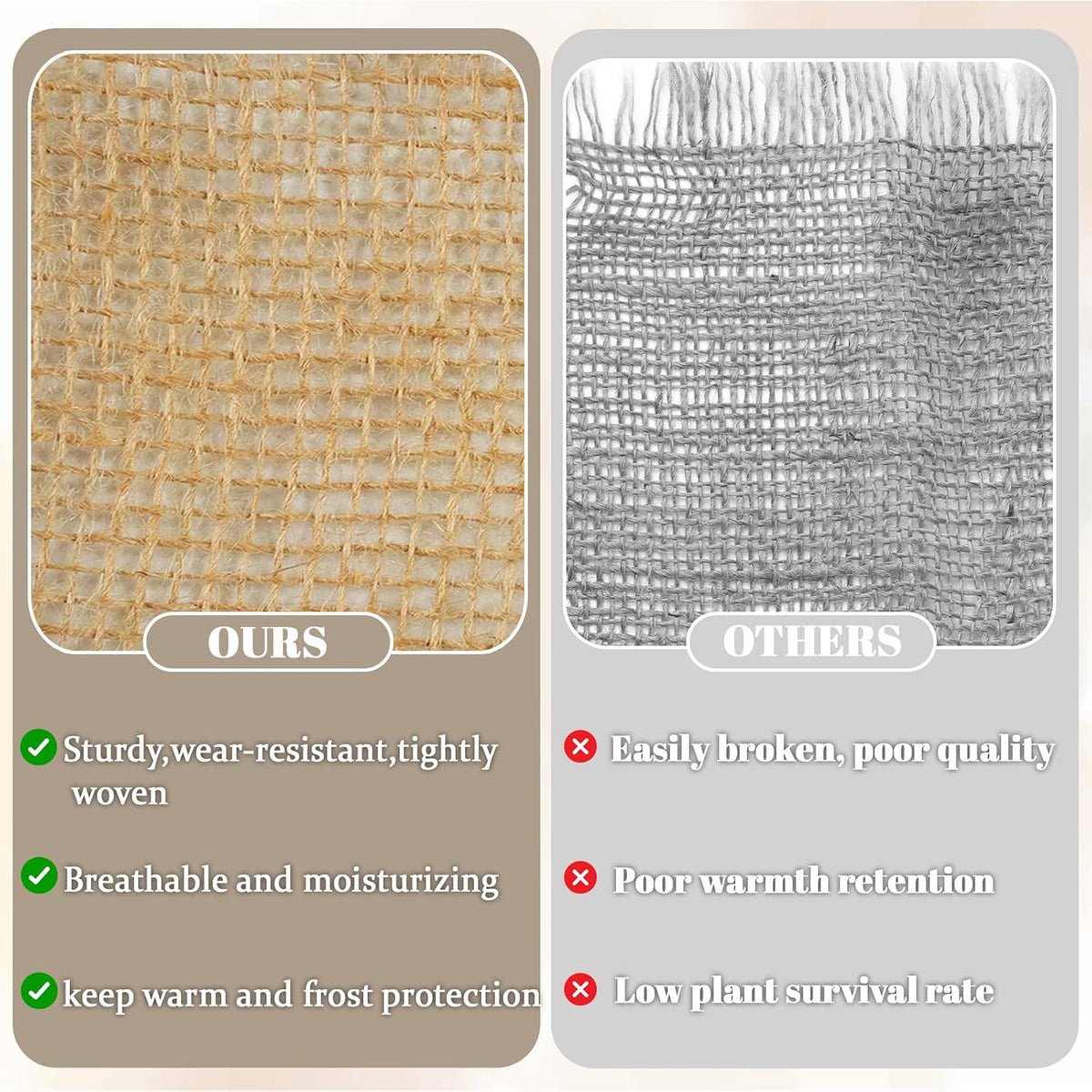 40 inches X 15 FT Natural Burlap Fabrics Plant Covers Freeze Protection,Winter Frost Plant Blankets,Tree Wraps Rolls Tree Trunk Protectors,Gardening Burlap Rolls for Decorations, Outdoor Weddings