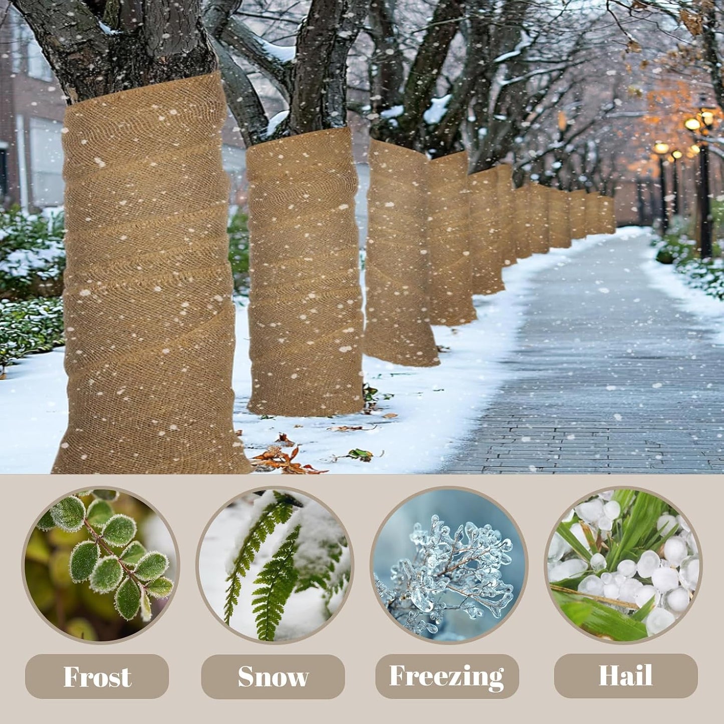 40 inches X 15 FT Natural Burlap Fabrics Plant Covers Freeze Protection,Winter Frost Plant Blankets,Tree Wraps Rolls Tree Trunk Protectors,Gardening Burlap Rolls for Decorations, Outdoor Weddings
