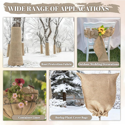 40 inches X 15 FT Natural Burlap Fabrics Plant Covers Freeze Protection,Winter Frost Plant Blankets,Tree Wraps Rolls Tree Trunk Protectors,Gardening Burlap Rolls for Decorations, Outdoor Weddings