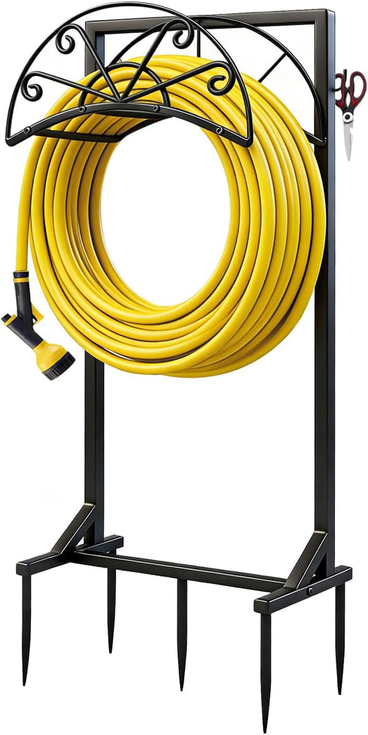 Garden Hose Holder for Outside,Heavy-Duty Metal Hose Hanger Rack