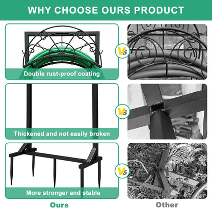 Garden Hose Holder for Outside,Heavy-Duty Metal Hose Hanger Rack