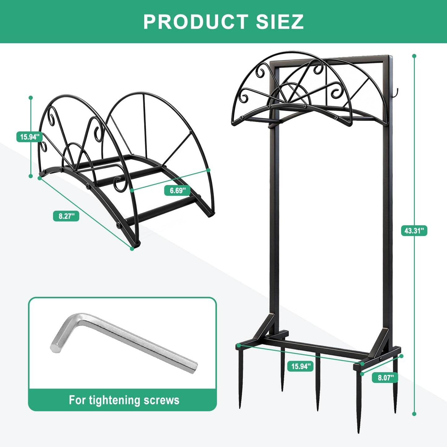 Garden Hose Holder for Outside,Heavy-Duty Metal Hose Hanger Rack