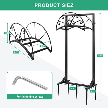 Garden Hose Holder for Outside,Heavy-Duty Metal Hose Hanger Rack