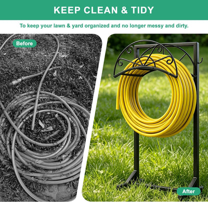 Garden Hose Holder for Outside,Heavy-Duty Metal Hose Hanger Rack