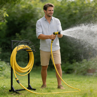 Garden Hose Holder for Outside,Heavy-Duty Metal Hose Hanger Rack