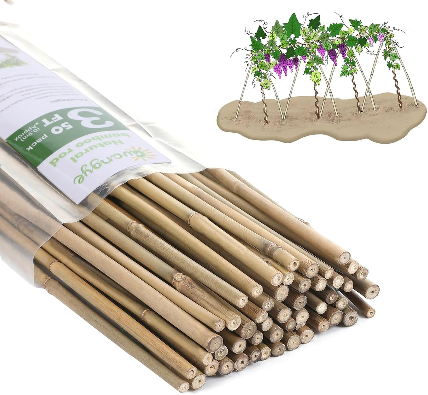 Bamboo Stakes,4Feet,65Pcs,Plant Bamboo Post, ,Bamboo Garden Stakes