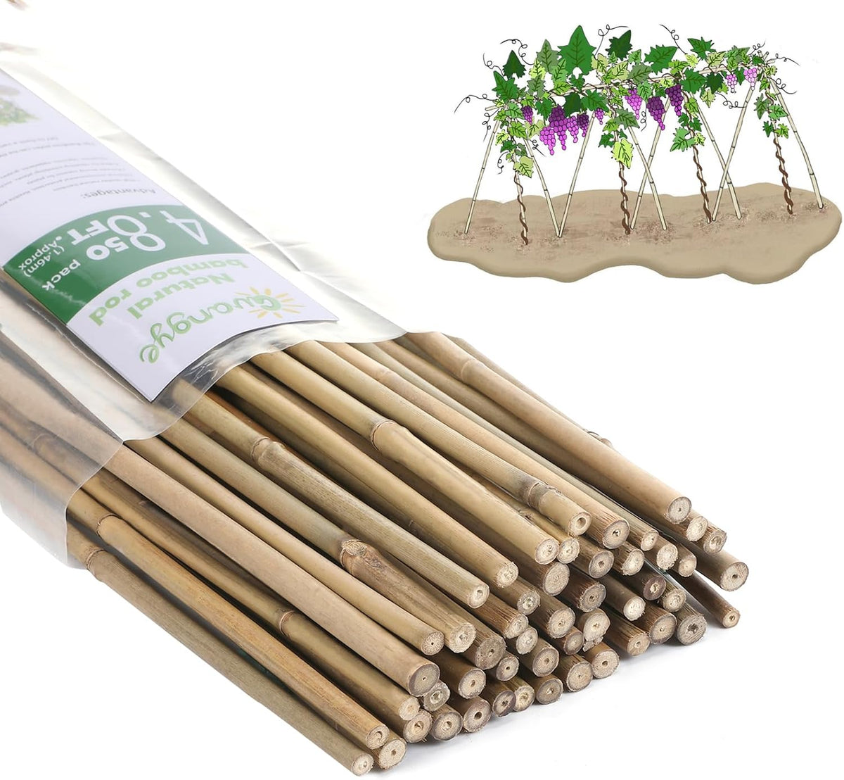 Bamboo Stakes,4Feet,65Pcs,Plant Bamboo Post, ,Bamboo Garden Stakes