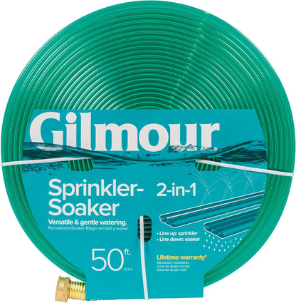 2-in-1 Sprinkler Soaker Hose 25 ft, Kink-Free Water Hose with Holes