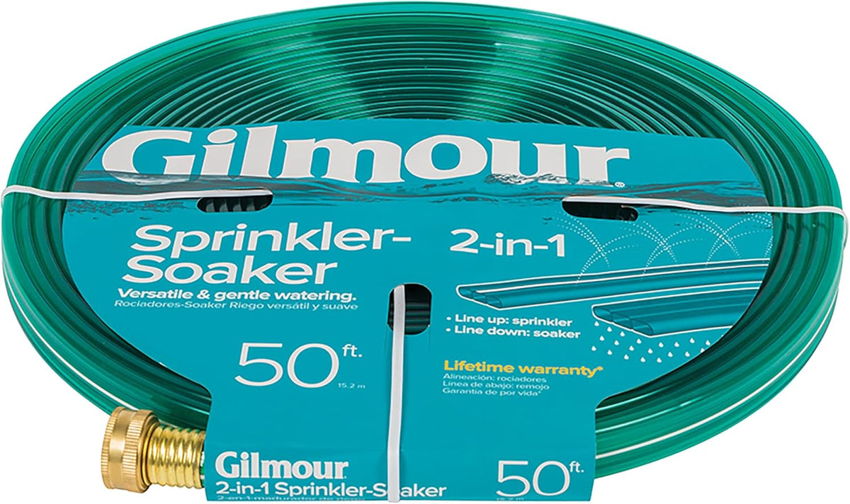 2-in-1 Sprinkler Soaker Hose 25 ft, Kink-Free Water Hose with Holes