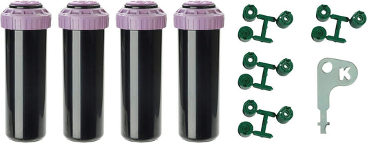 ProPlus 3/4" Reclaimed Water (RCW) Gear Drive Rotor Sprinkler 4 1/2" Pop-Up | 22' - 50' Spray Distance, 40° - 360° Arc Spray Pattern with Full-Circle | Includes Install Kit (4 Pack)