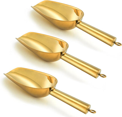 Ice Scoop Set of 3, Stainless Steel Food Scoop,3+6+8 Oz & Silver