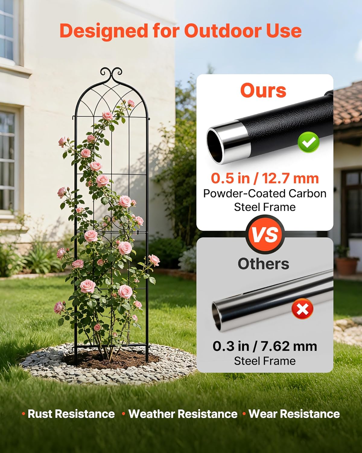 Garden Trellis, 87 x 20 inch Rose Trellis, 2 Packs Garden Flower Rose Trellises with Powder-Coated Finish & Convenient Locking Design, Plant Support Trellises for Flowers, Vegetables, Roses