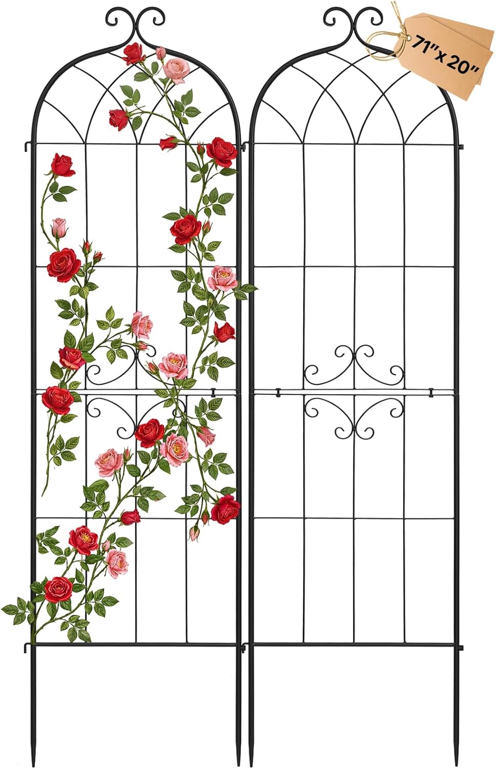 Garden Trellis, 87 x 20 inch Rose Trellis, 2 Packs Garden Flower Rose Trellises with Powder-Coated Finish & Convenient Locking Design, Plant Support Trellises for Flowers, Vegetables, Roses