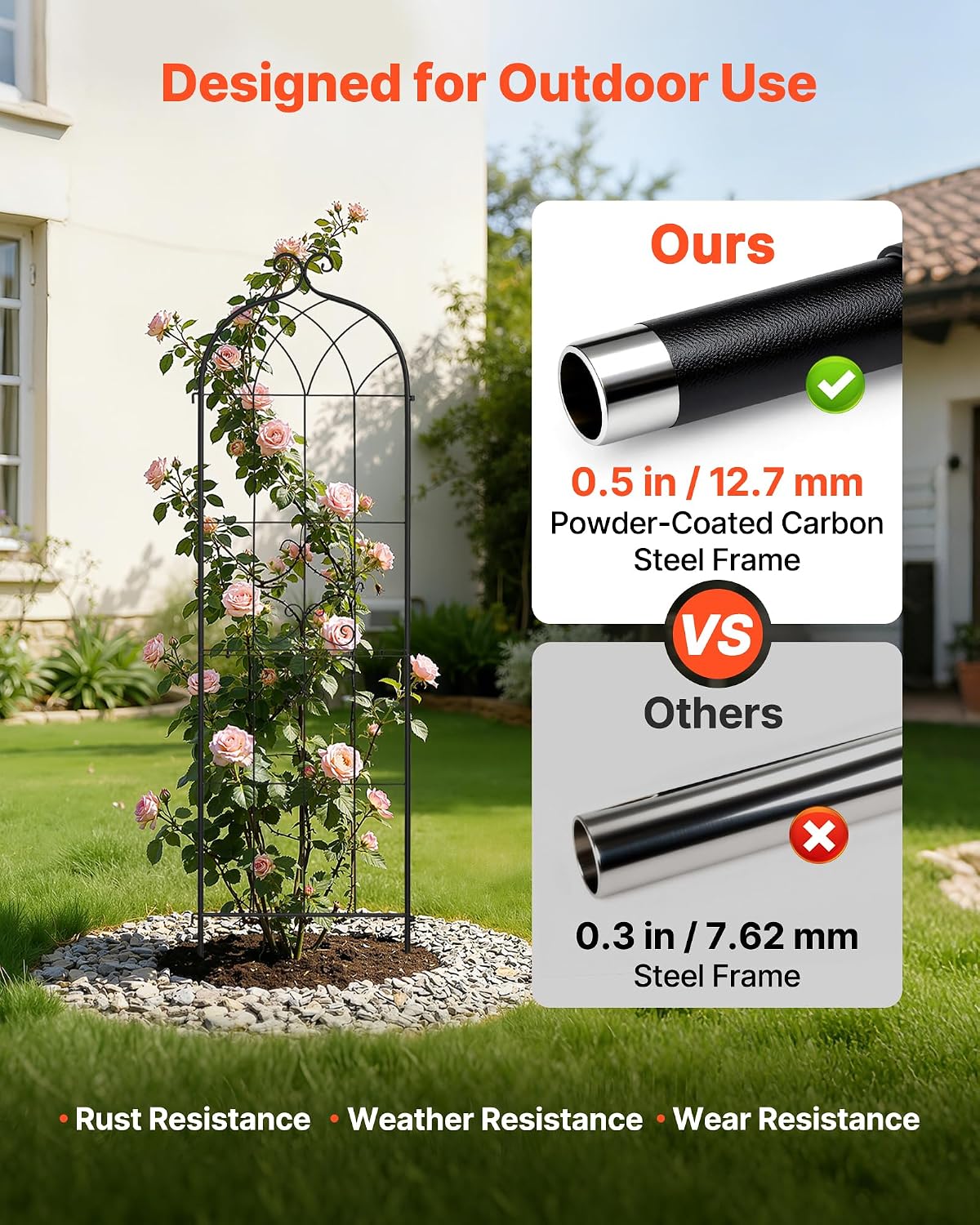 Garden Trellis, 87 x 20 inch Rose Trellis, 2 Packs Garden Flower Rose Trellises with Powder-Coated Finish & Convenient Locking Design, Plant Support Trellises for Flowers, Vegetables, Roses