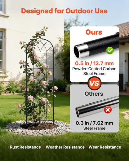 Garden Trellis, 87 x 20 inch Rose Trellis, 2 Packs Garden Flower Rose Trellises with Powder-Coated Finish & Convenient Locking Design, Plant Support Trellises for Flowers, Vegetables, Roses