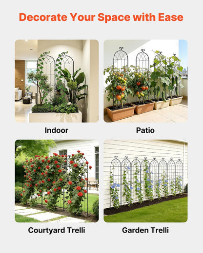 Garden Trellis, 87 x 20 inch Rose Trellis, 2 Packs Garden Flower Rose Trellises with Powder-Coated Finish & Convenient Locking Design, Plant Support Trellises for Flowers, Vegetables, Roses